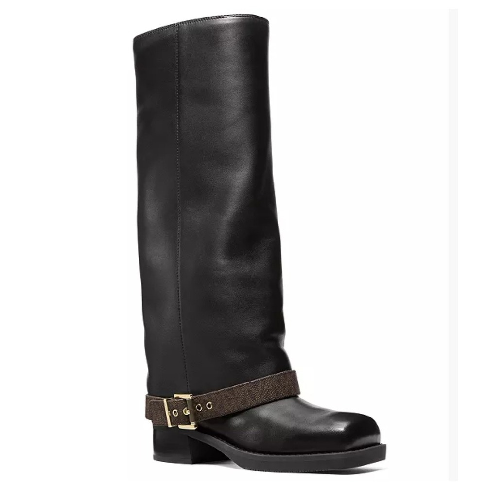Michael Kors Womens 6.5 Colby Leather Knee High Square Toe Wide Slouch Boots NEW
